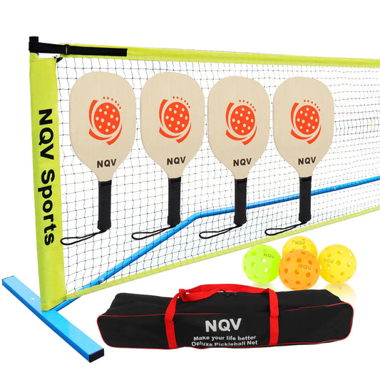 NQV Complete Pickleball Starter Set with Net and Accessories